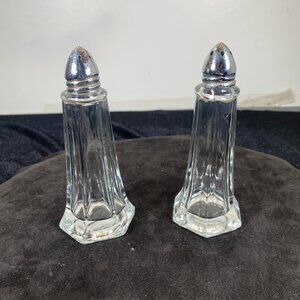 Vintage Clear  Glass Salt and Pepper Shakers - 1960's